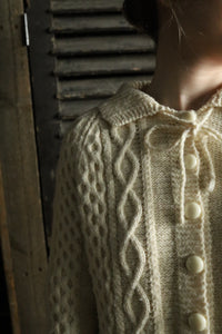 Cable Hand Knit Tie Neck Cardigan