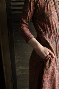 1970s Paisley Silk Dress