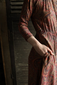 1970s Paisley Silk Dress