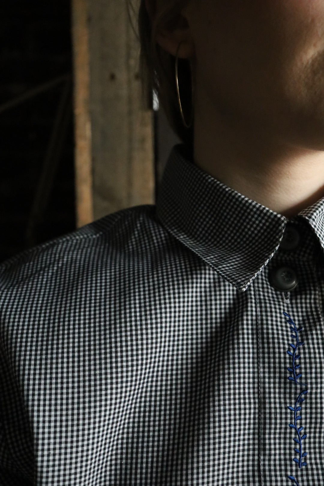 Fine Check Embroidered Shirt