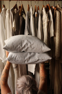Feather Cushion - French Ticking